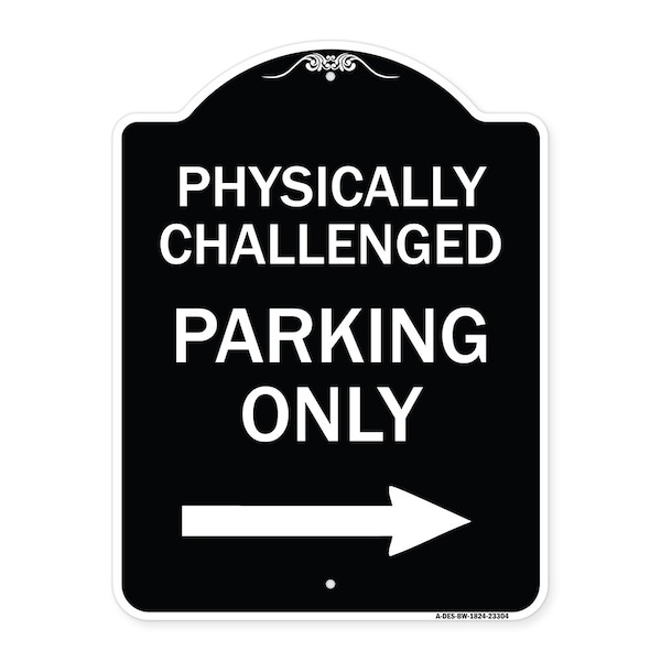 Physically Challenged Parking W/ Left Arrow Heavy-Gauge Aluminum Sign, 24" x 18", BW-1824-23304